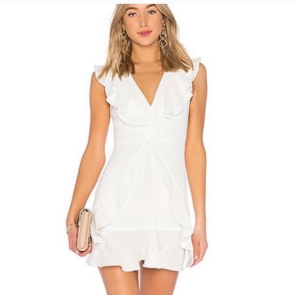 BCBG White Sleeveless Ruffle Cocktail Dress "Tyrah" - Picture 2 of 3